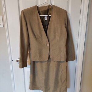 Vintage Rodier Paris Beige Blazer and Skirt Set FR42 US 10 Made in France